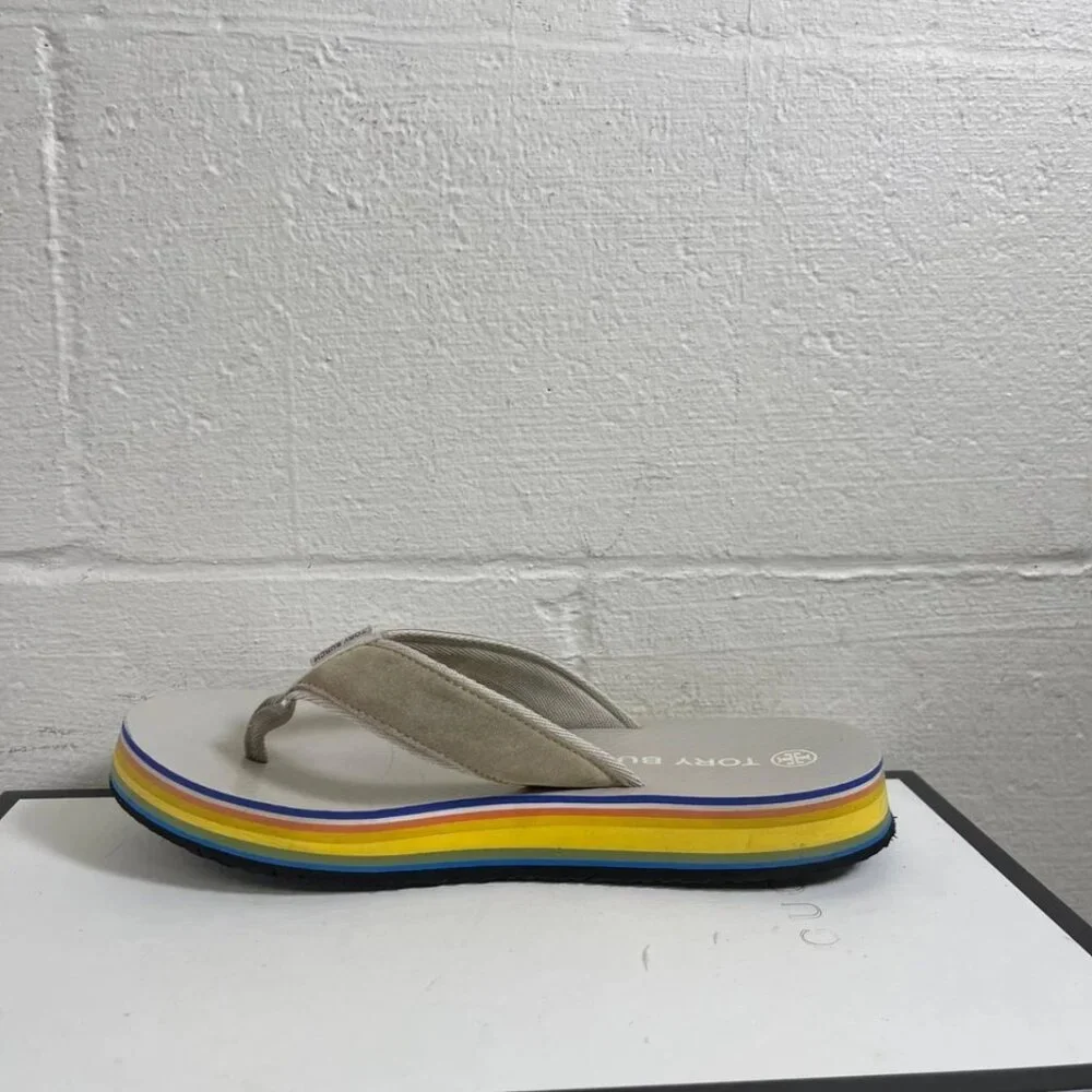 Tory Burch 70s Platform Calcare Sterling Grey Flip Flop‎ Slip On Women's 9 M
